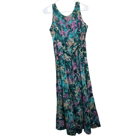 Far Away Dress Women's Large Floral Sleeveless V-Neck Button Resort Midi - Picture 5 of 9